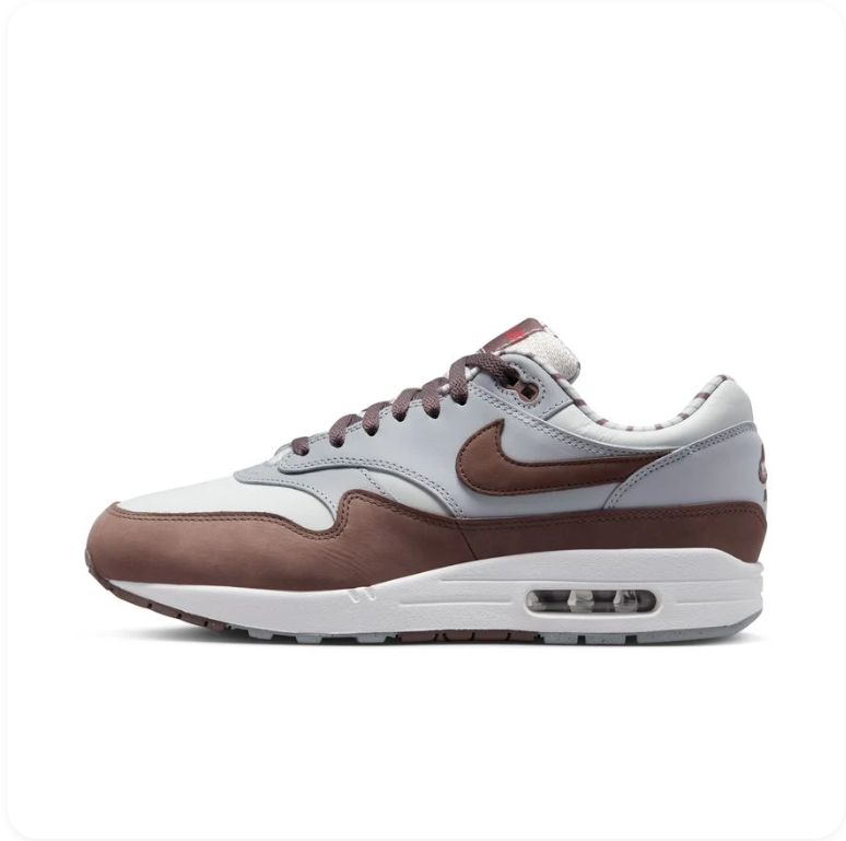 Nike Air Max 1 – Light Silver / Smoky Mauve / Chocolate Brown
