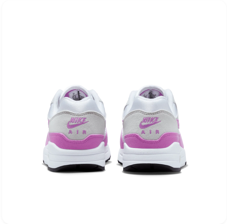 Nike Air Max 1 – White / Fuchsia Dream / Neutral Grey