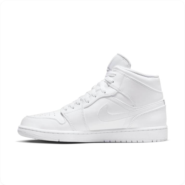 Air Jordan 1 Mid Triple White side view 1