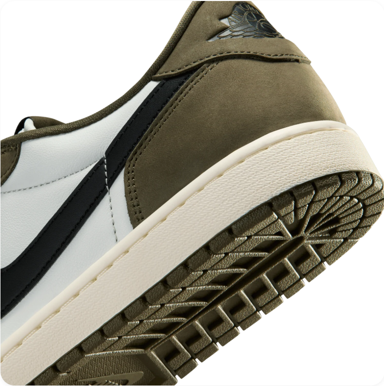 Air Jordan 1 Retro Low OG – White / Medium Olive / Black