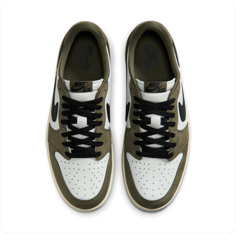 Air Jordan 1 Retro Low OG – White / Medium Olive / Black