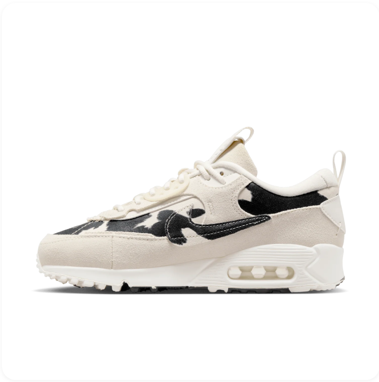 Nike Air Max 90 Futura Sail Black Cow Print side view 2