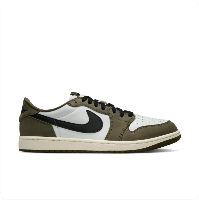 Air Jordan 1 Retro Low OG White Medium Olive Black side view 2