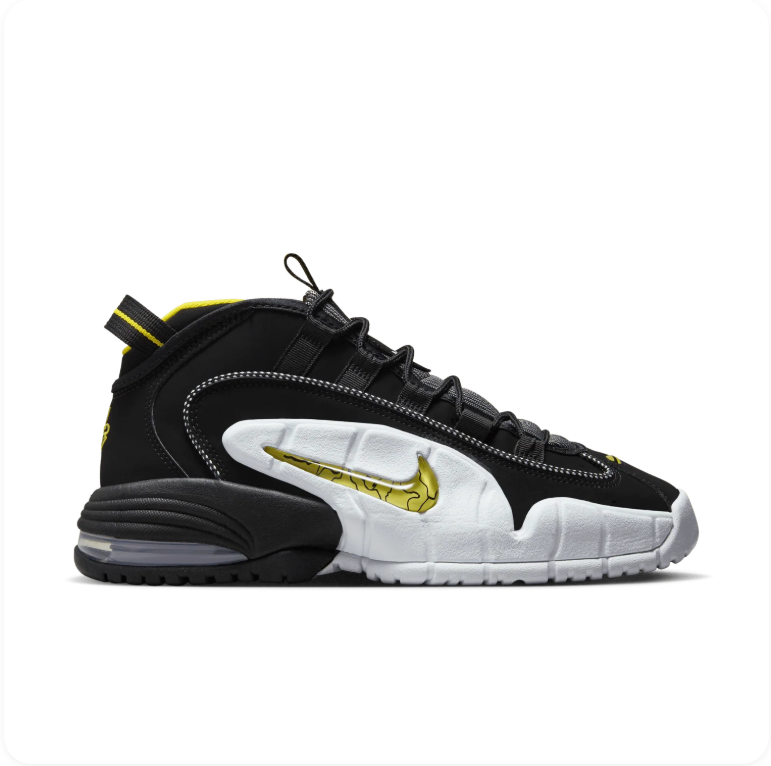 Nike Air Max Penny 1 Black White Optic Yellow side view