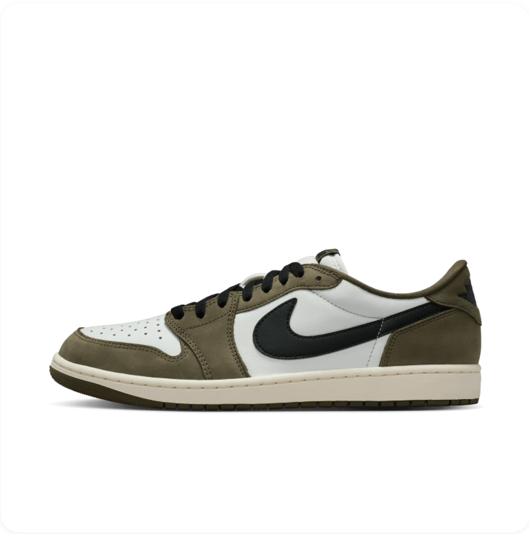 Air Jordan 1 Retro Low OG – White / Medium Olive / Black