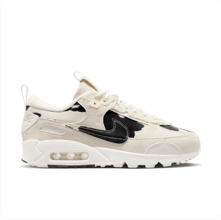 Nike Air Max 90 Futura Sail Black Cow Print side view 1