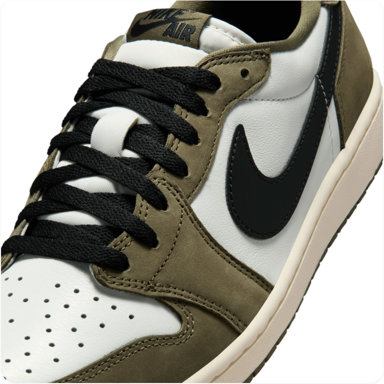 Air Jordan 1 Retro Low OG – White / Medium Olive / Black