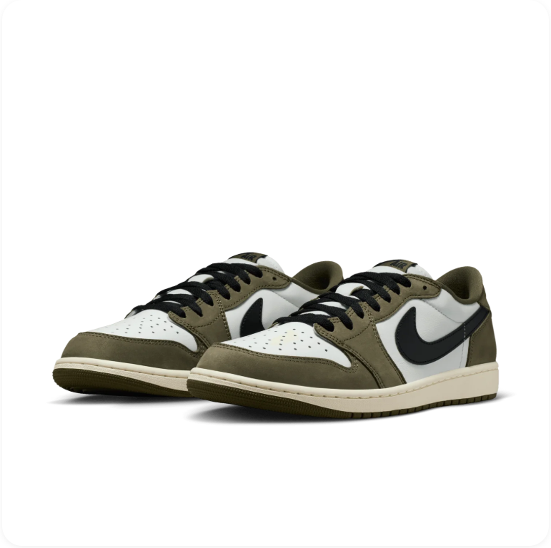 Air Jordan 1 Retro Low OG – White / Medium Olive / Black